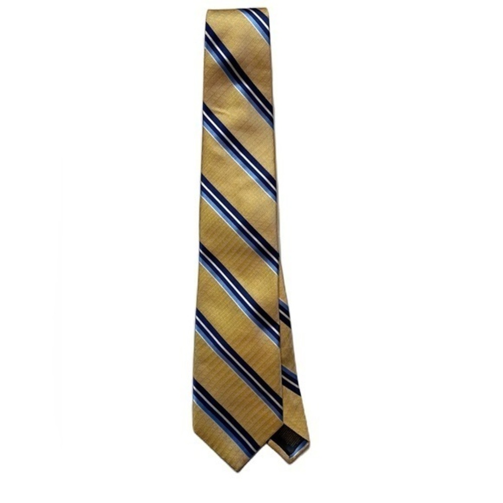 90’s Brooks Brothers Gold w/ Navy Stripe Silk Tie